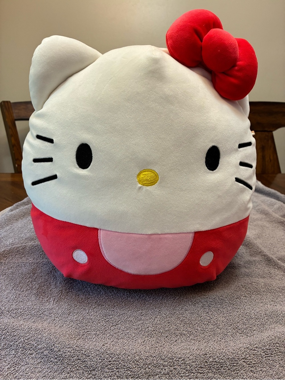 Sanrio Hello Kitty Plush Pillow in White and Red with Pink Accent
